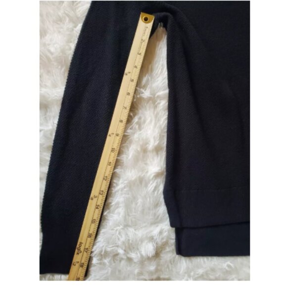 GAP Light Weight V-Neck Split Hem Waffle Knit Black High Low Tunic Sweater sz XS - Picture 7 of 8